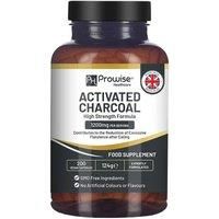 Activated Charcoal Capsules - 200 High Strength Vegan Capsules- 1200mg per serving- Made from Natural Coconut shells to Reduce Flatulence, Bloating & Indigestion I Made in the UK by Prowise Healthcare