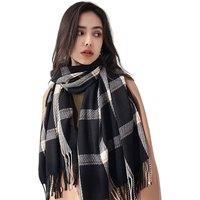 Women'S Soft Plaid Winter Scarf - Beige, Black, Or Brown