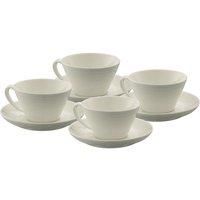 Belleek Living 7972 Ripple Teacups & Saucer (Set of 4), White