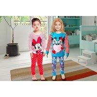 Kids Cartoon Mouse Long Sleeve Pyjamas - 6 Designs! - Red