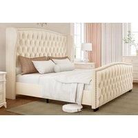 Plush Velvet Upholstered Wingback Cream Bed Frame In 5 Sizes