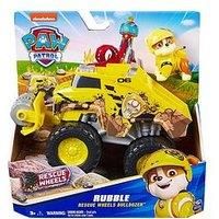 Paw Patrol: Rescue Wheels Rubble’s Bulldozer, Toy Truck with Vehicle Transformation and Collectible Action Figure, Kids’ Toys for Boys & Girls Ages 3+