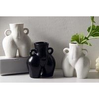 Ceramic Love Handles Shape Vase - 2 Colours! - Black