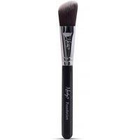 Nanshy Flat Foundation Brush - Precise Angled Make up Brush - Slanted Bronzer, Blusher, Liquid Foundation and Concealer Brush - (Black/Chrome, Full Size)