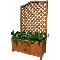 Wooden Garden Planter With Lattice Trellis For Vines & Flowers