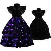 Wednesday Addams Inspired Led Party Dress - 2 To 9 Years