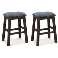 2-Piece Padded Bar Stool Set 62cm Rivet-Tufted Kitchen Island Stools