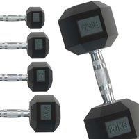 Hex Dumbbells Rubber Encased Cast Iron Weights Set Hexagonal Gym Fitness