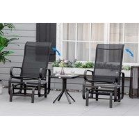 Garden Rocking Chair Set With Tea Table - 2 Colours - Black