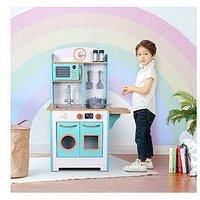 Teamson Kids Wooden Play Kitchen Toy with 7 Role Play Accessories Blue TD-13629A