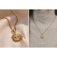 Gold-Plated Evil Eye Necklace - Silver