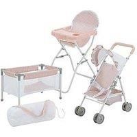 Teamson Kids Polka Dots Princess 3 In 1 Doll Nursery Set - Pink & Grey