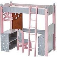 Olivias World Doll Wooden Furniture Polka Dots Double Bunk Bed Desk TD-0204AG