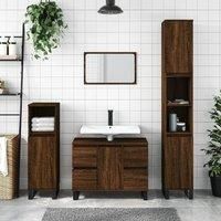 Bathroom Cabinet Brown Oak 80x33x60 cm Engineered Wood