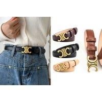 Women'S Celine Inspired Faux Leather Belt - 4 Colours - Brown