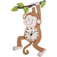 Kids Monkey Wall Clock Animal Themed Sunny Safari by Fantasy Fields TD-0081AR Brown