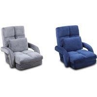 Adjustable Padded Floor Chair With Pillow - Grey Or Dark Blue!