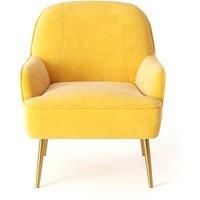 Upholstered Velvet Armchair With Gold-Plated Legs - Cream Or Yellow