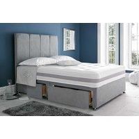 Royal Grey Suede Divan Bed With Mattress - 6 Sizes