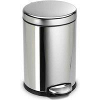 simplehuman CW1851CB 4.5L Round Pedal Bin, Polished Stainless Steel, W 19.3cm x H 29.0cm x D 25.4cm