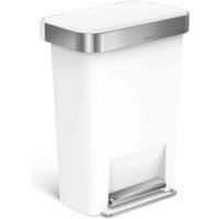 simplehuman CW1387CB 45L Rectangular Pedal Bin with Liner Pocket, White Plastic, W 47.0cm x H 63.5cm x D 32.0cm