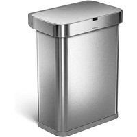 simplehuman ST2031 58L Rectangular Sensor Bin with Voice and Motion Control, Brushed Stainless Steel, W 47.0cm x H 63.0cm x D 33.0cm