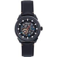 Reign Weston Automatic Skeletonized Leather-Band Watch - Black