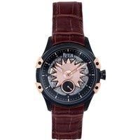 Reign Solstice Automatic Semi-Skeleton Watch - Dark Brown/Rose Gold