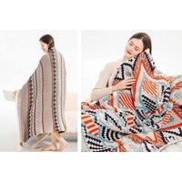 Soft Boho Knitted Throw Blanket - Orange Or Grey!