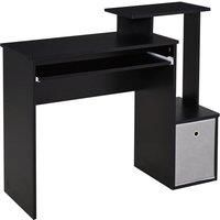 Computer Desk With Sliding Keyboard Tray, Cabinet & Shelf - Black