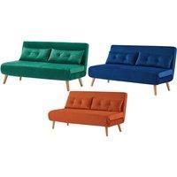 Velvet Foldable 2 Seater Sofa Bed With Pillows In 3 Colours - Orange