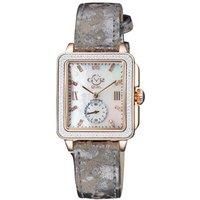 Bari Diamond Mother of Pearl Dial IP RG Case Leather Strap Swiss Quartz Watch