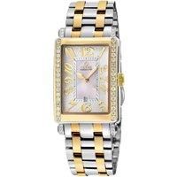 Ave of Americas Mini Swiss Quartz Diamonds toned IPYG Stainless Steel Diamond Case, White MOP Dial Watch