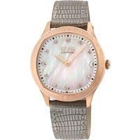 Morcote Swiss Diamond White MOP Italian Leather Swiss Quartz Watch