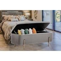 Ottoman Storage Bench W/ Metal Legs - Grey, Blue Or Pink!