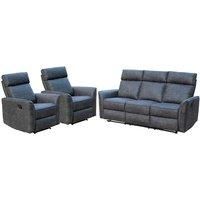 Grey Manual Adjustable Recline Bounded Leather Sofa!