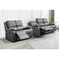 2 Or 3 Seater Bonded Leather Grey Reclining Armchair