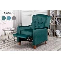 Wing Back Tartan Recliner Armchair - Grey, Peacock, Or Green