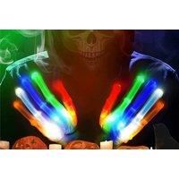 Halloween Led Flashing Skeleton Gloves - Black