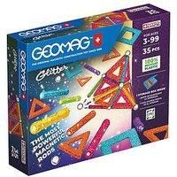 GEOMAG, Recycled Glitter, Magnetic Constructions With Glitter Effect, Colorful And Glittery Magnetic Bars, 35-Piece Pack, 100% Recycled Plastic, White