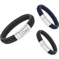 Men'S Leather Bracelet - Black, Blue Or 'Dad'!