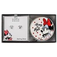 Minnie Mouse Sterling Silver Earring and Trinket Tray Jewelry Dish Gift Set