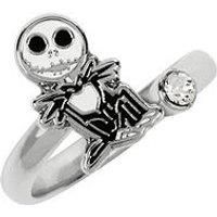 Disney Nightmare Before Christmas White & Black Silver Plated Clear Stone Ring RF00386RRWL