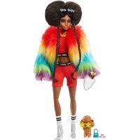 Barbie Extra Doll in Rainbow Coat with Pet Dog Toy