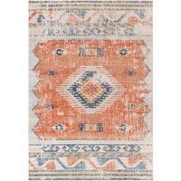 Livabliss Lusaka Indoor Outdoor Rug - Large Boho Rugs for Living Room 200x275 cm Dining, Kitchen Carpet, Patterned Neutral and Coloured Rugs, Waterproof, Stain Durable - Rust and Blue