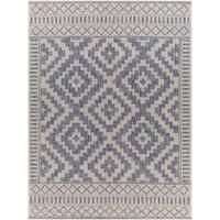 Livabliss Salema Indoor Outdoor Rug - Large Boho Rugs for Living Room 160x213 cm Dining, Kitchen Carpet, Patterned Neutral and Coloured Rugs, Waterproof, Stain Durable - Cream and Dark Blue