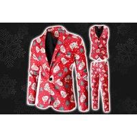 Christmas Or Rainbow Printed Suit - 2 Or 3Pcs Suit! - Black