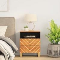 Bedside Cabinet Brown and Black 50x33x60 cm Solid Wood Mango