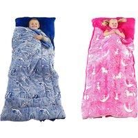 Kids Glow In The Dark Sleeping Bag - Blue Or Pink