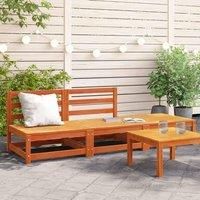 Garden Sofa Armless with Footstool Wax Brown Solid Wood Pine